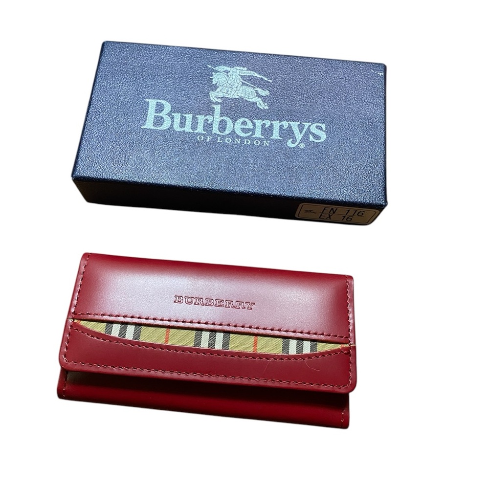 Authentic Burberry Red Leather Key Holder